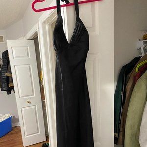 Long Black Halter Neck Slip Dress